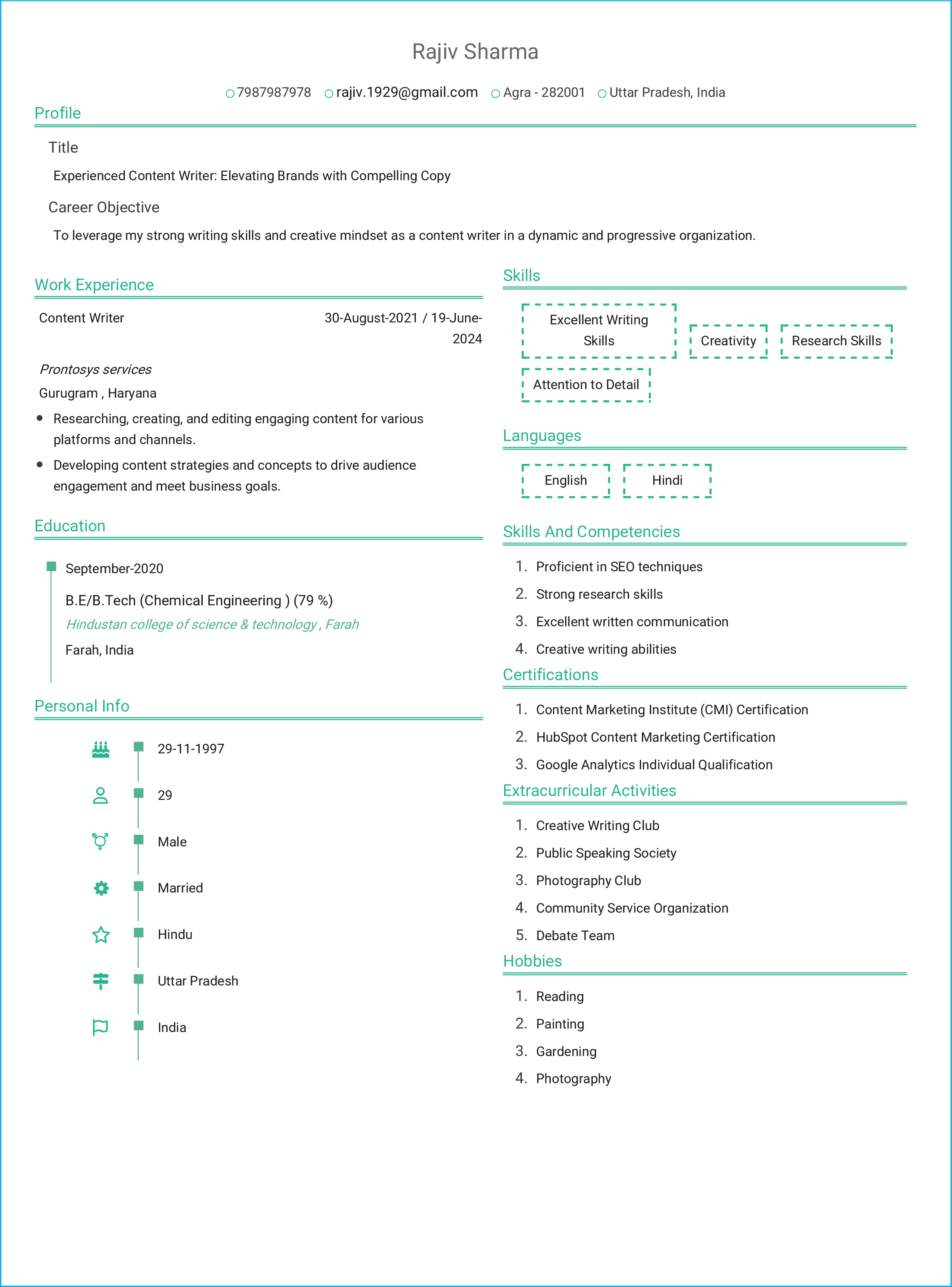 IRS Tax Examiner Resume Example