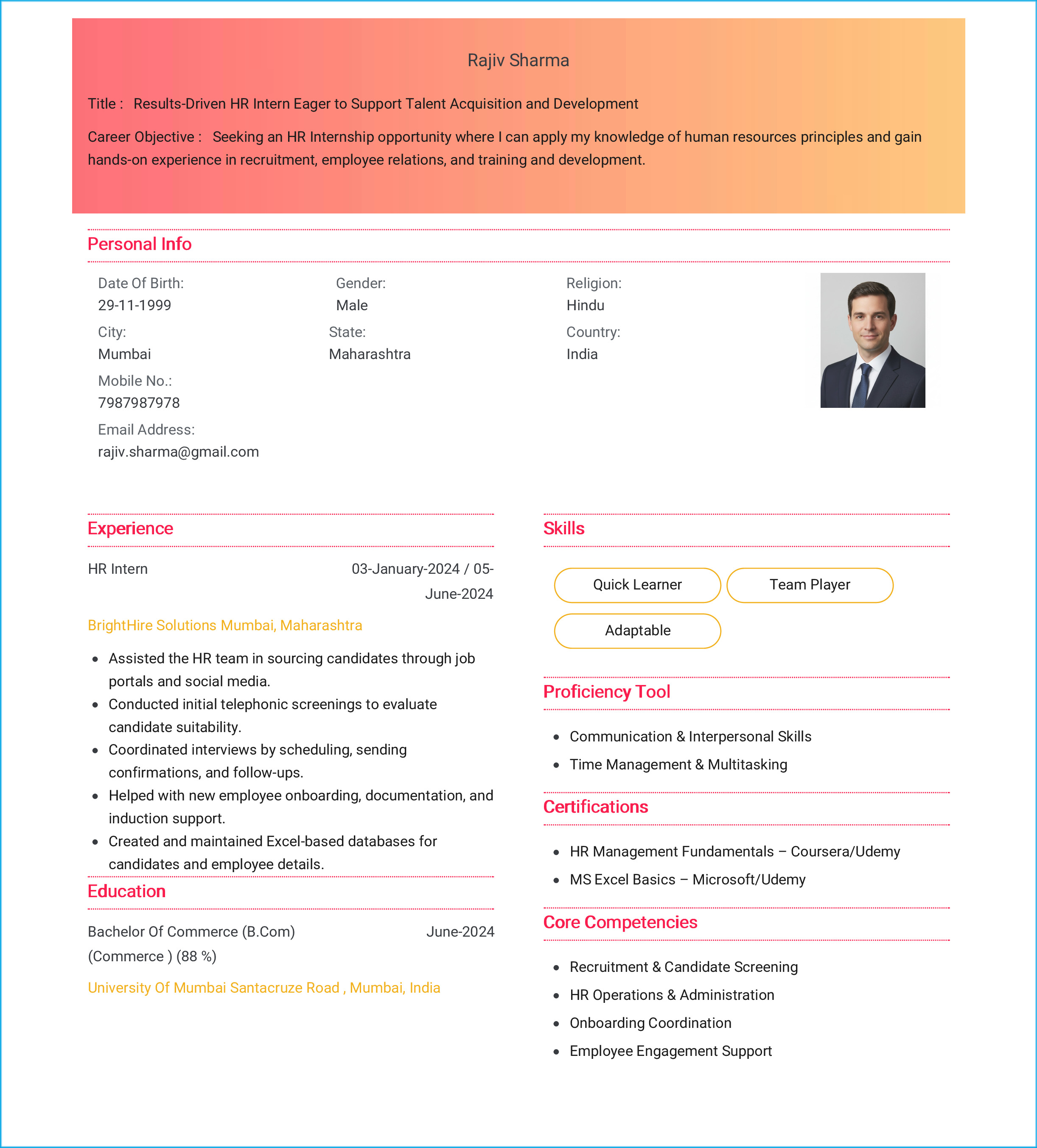 IRS Tax Examiner Resume Example