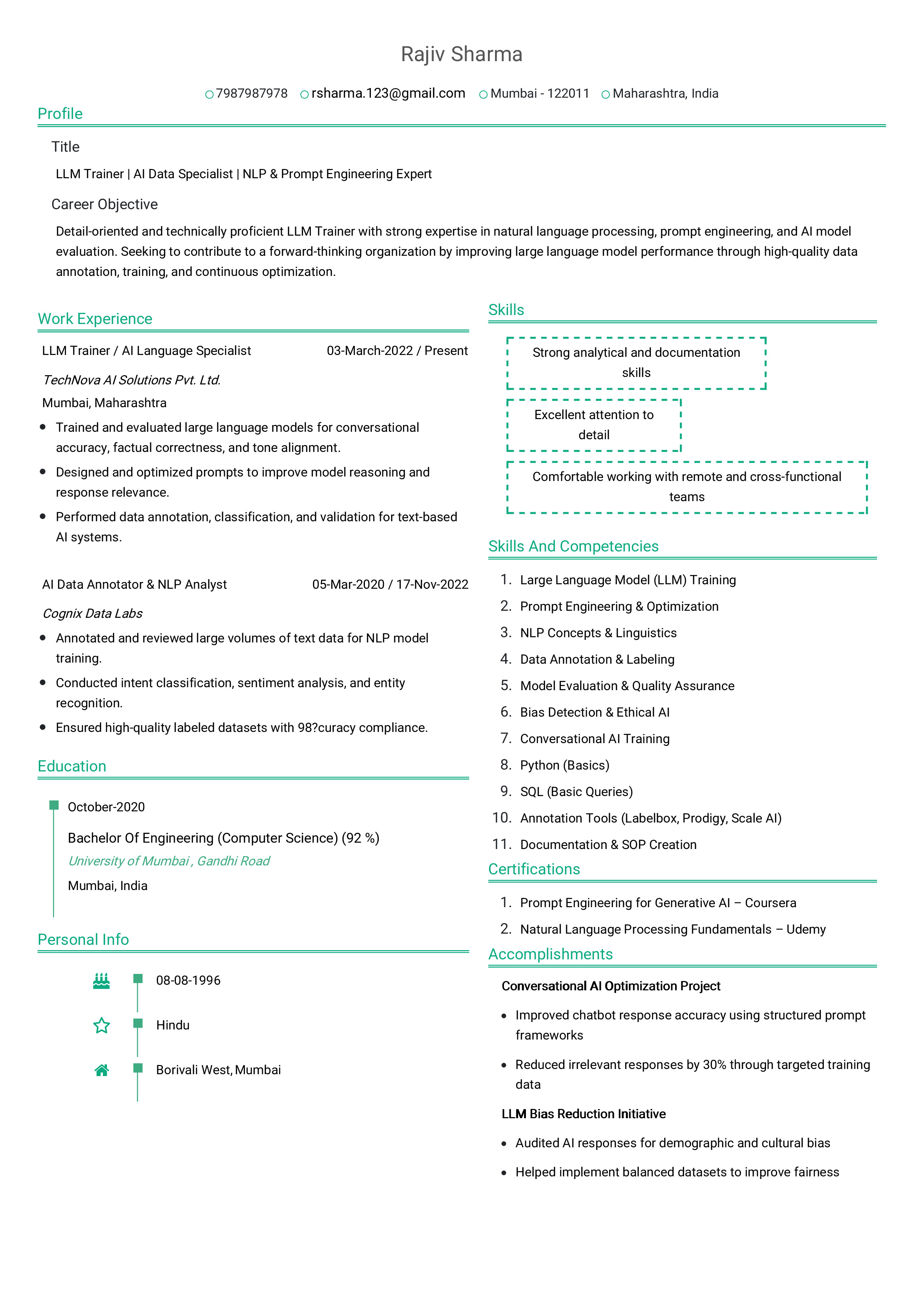 IRS Tax Examiner Resume Example