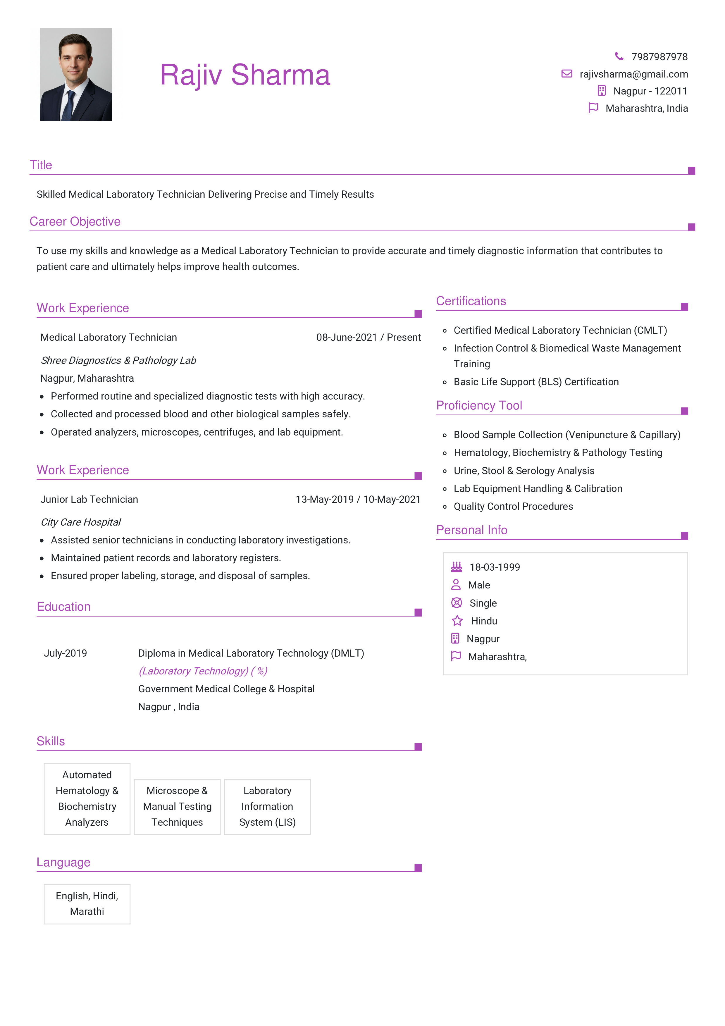 IRS Tax Examiner Resume Example